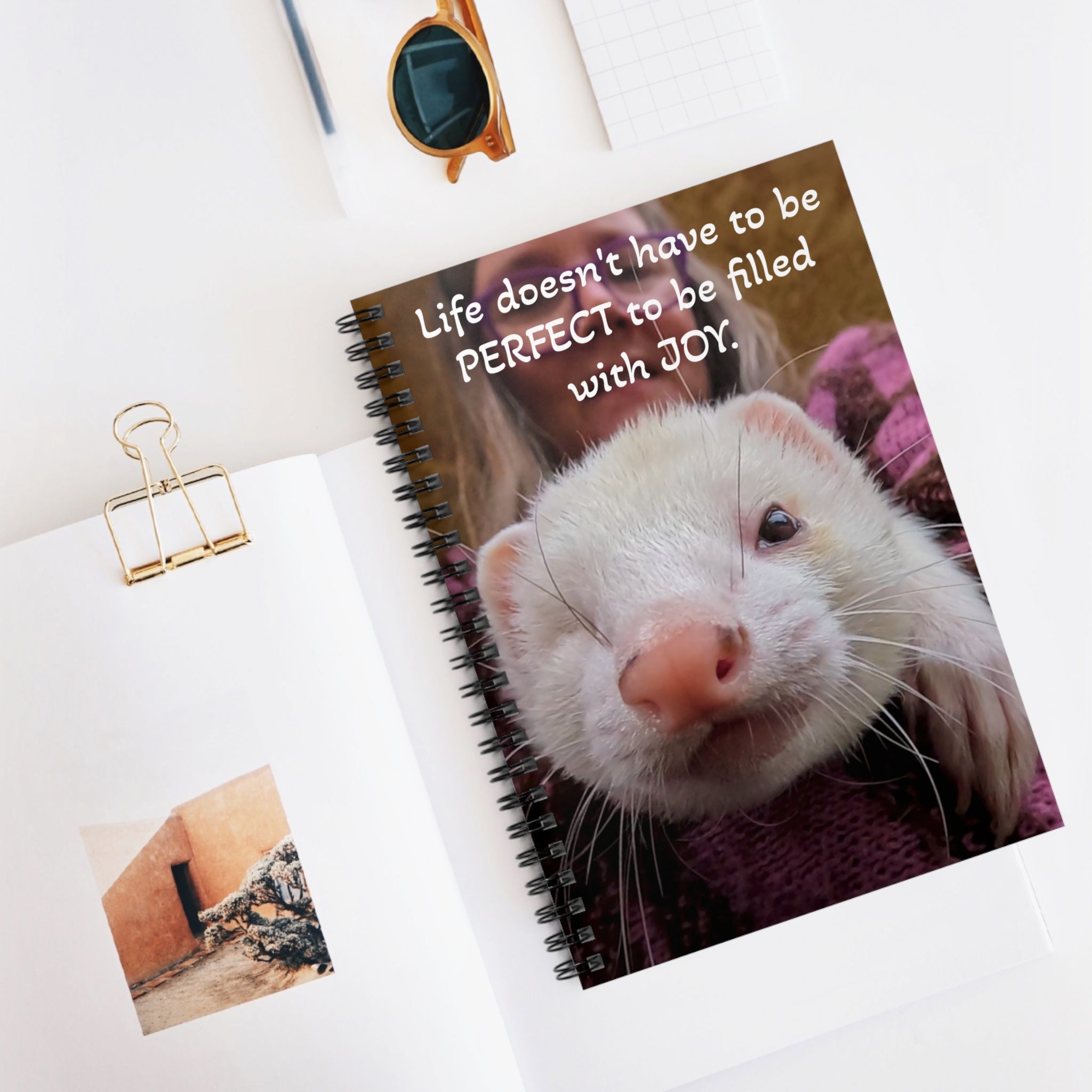 Cute Ferret Notebook – Life Doesn't Have to Be Perfect – Zoro Ferret Journal – Gift for Ferret Lovers – Writing Diary – FerretTubeTV