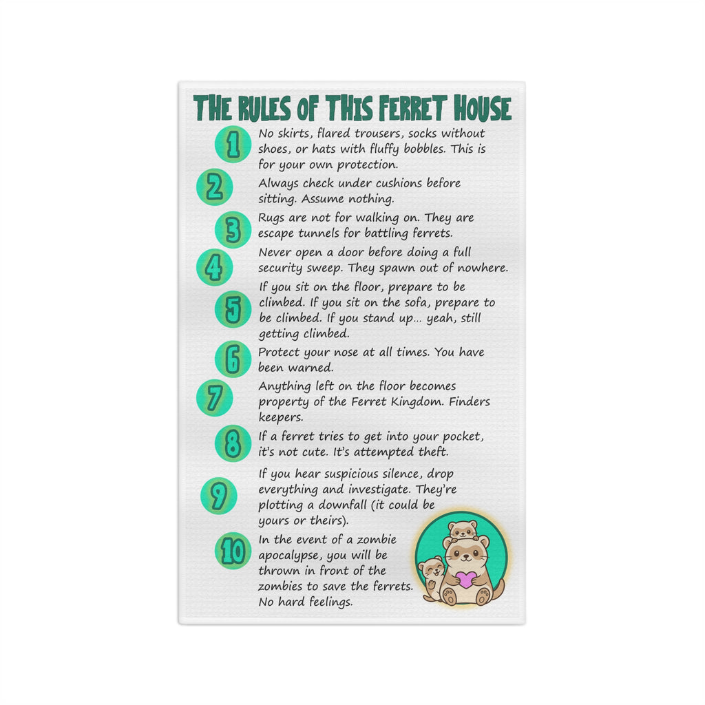 Tea Towel - Funny Ferret House Rules by FerretTubeTV Funny Gift