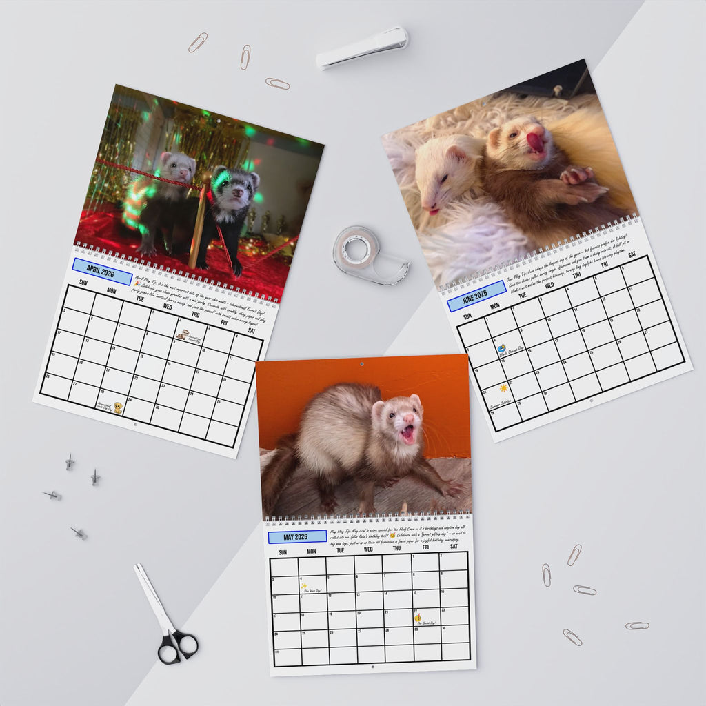 Ferret Wall Calendar 2026 (UK Edition) Funny Animal Calendar, Cute Pet Ferret Gift, Ferret Owner Gift, Ferret Mom Dad Present
