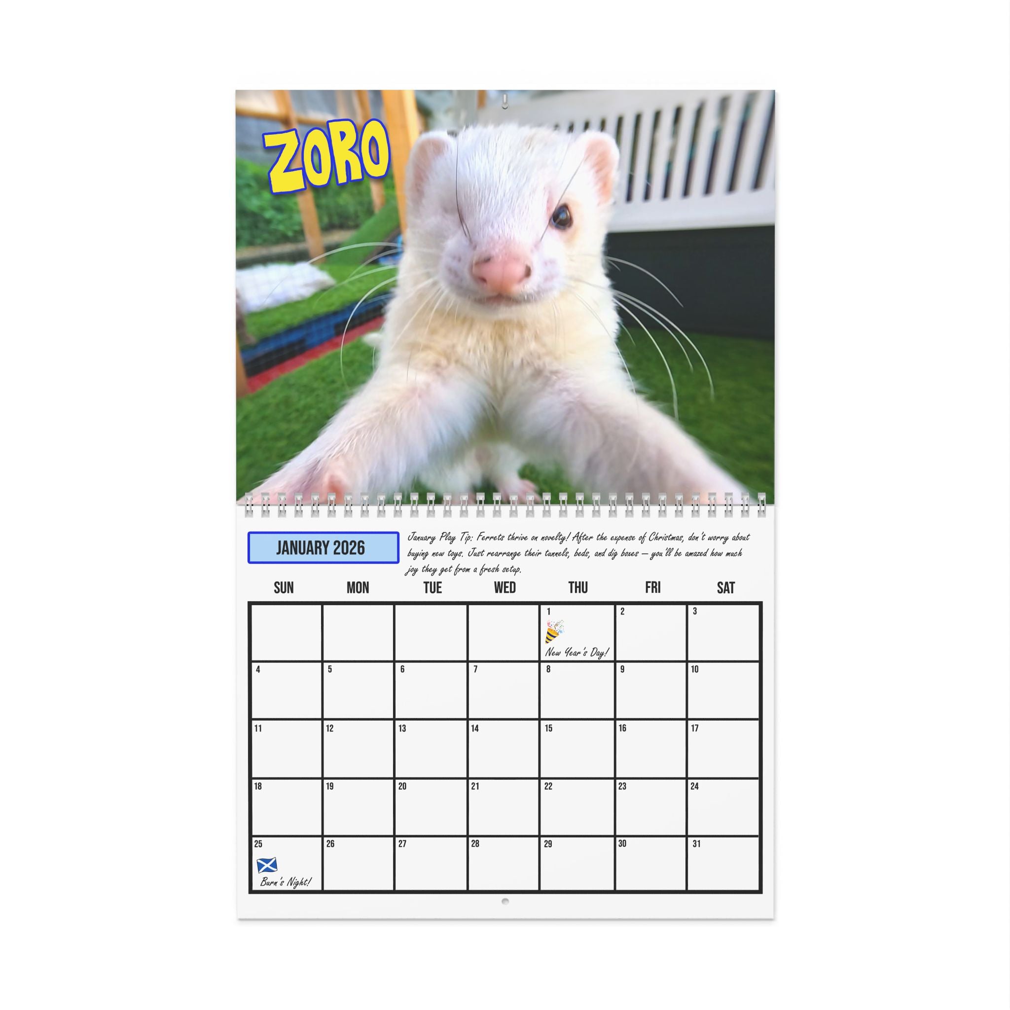 Ferret Wall Calendar 2026 (USA Edition) Funny Animal Calendar, Cute Pet Ferret Gift, Ferret Owner Gift, Ferret Mom Dad Present
