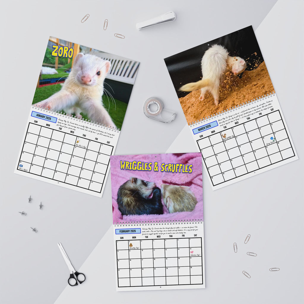 Ferret Wall Calendar 2026 (UK Edition) Funny Animal Calendar, Cute Pet Ferret Gift, Ferret Owner Gift, Ferret Mom Dad Present