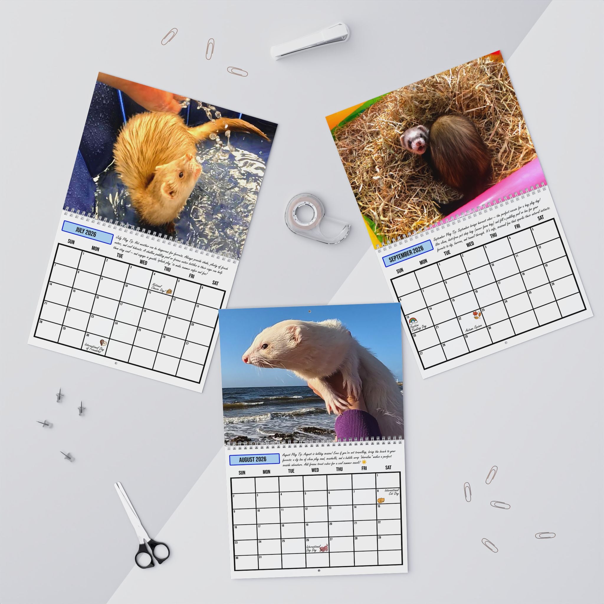 Ferret Wall Calendar 2026 (UK Edition) Funny Animal Calendar, Cute Pet Ferret Gift, Ferret Owner Gift, Ferret Mom Dad Present